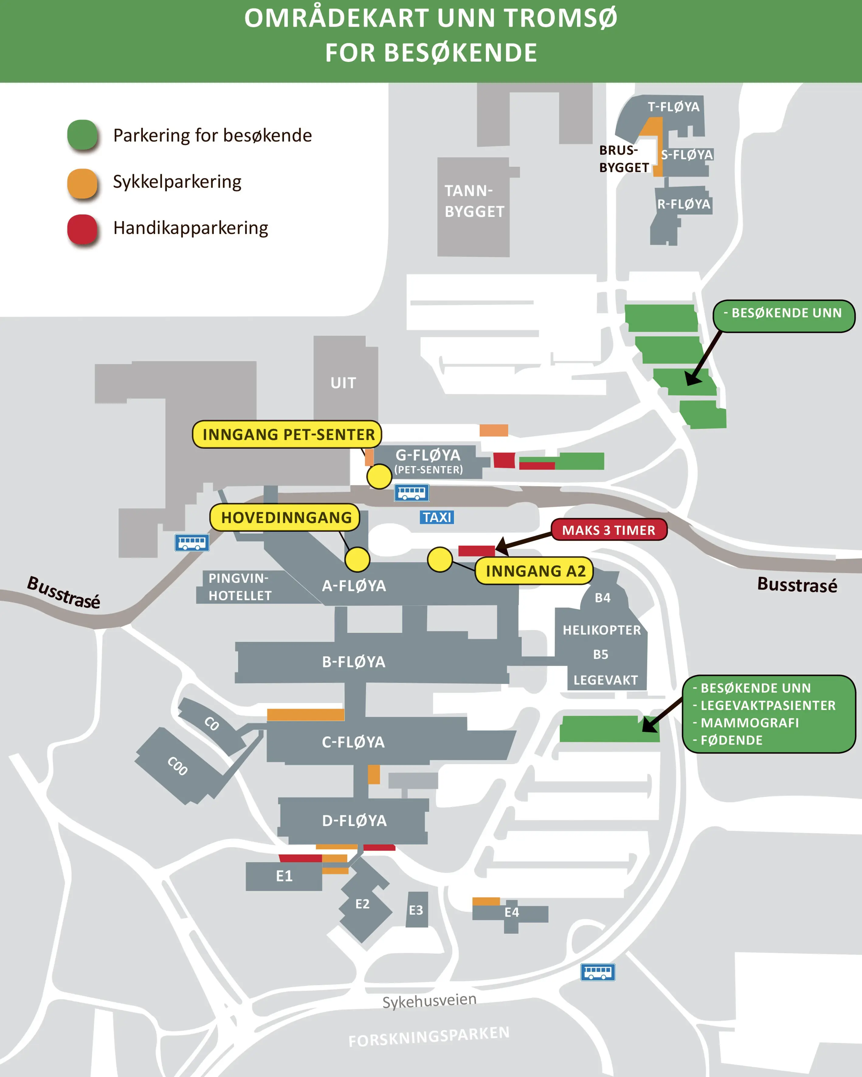 Områdekart UNN Tromsø for besøkende