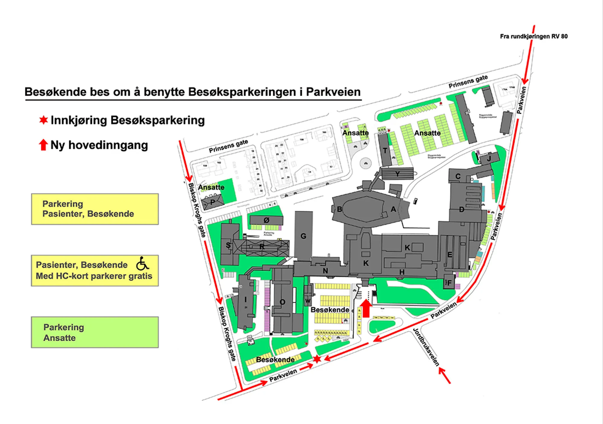 Kart over parkeringen i Bodø sentrum